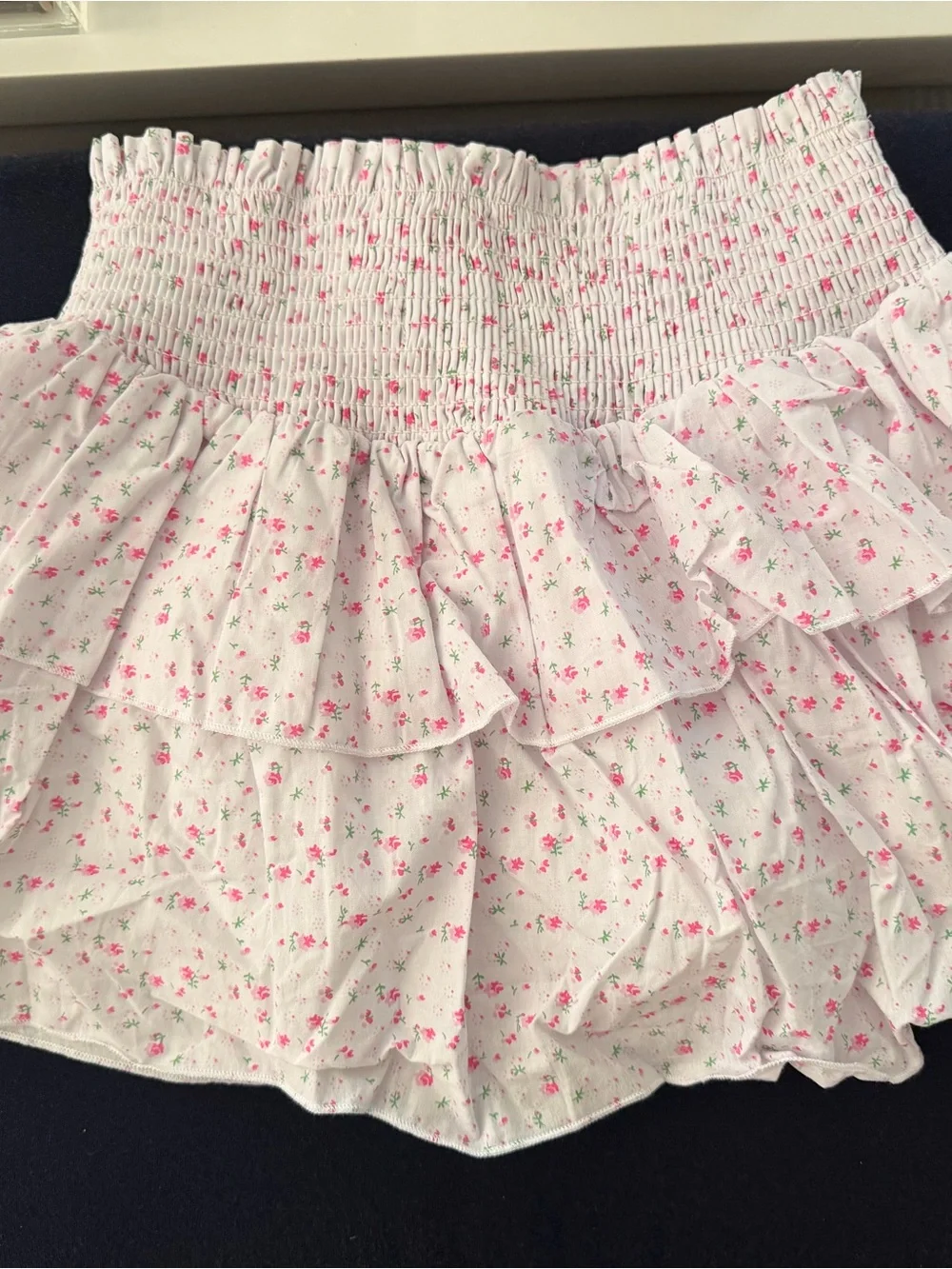 Katie J NYC White Skirt with Pink Floral Print